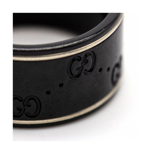 Bague Gucci Icon - Bague unisexe en or blanc 18K et céramique noire 58 Facettes UKD363552SO