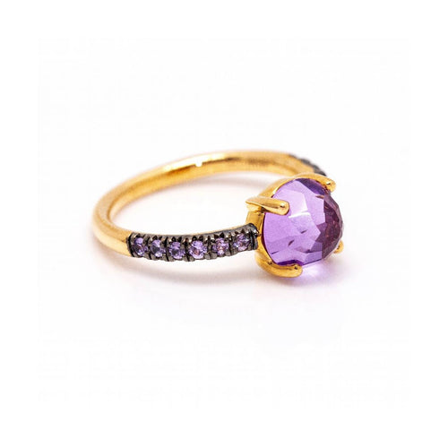 Bague 54 MIMI - Bague en or rose 18 ct avec saphirs et améthyste 58 Facettes UKD363773UZ