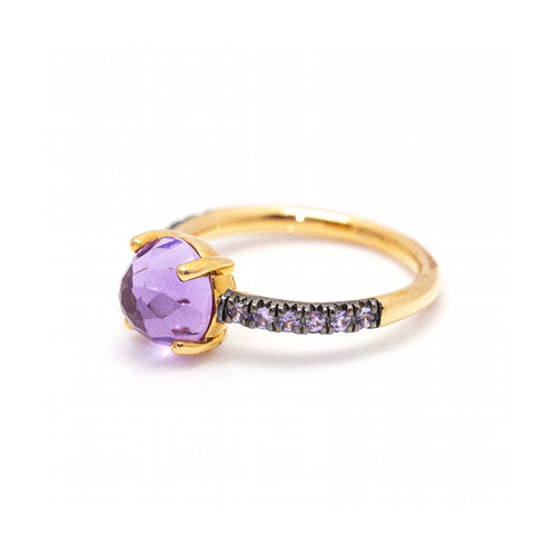 Bague 54 MIMI - Bague en or rose 18 ct avec saphirs et améthyste 58 Facettes UKD363773UZ