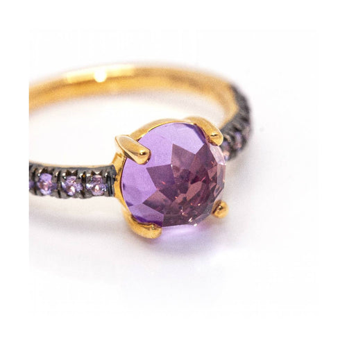 Bague 54 MIMI - Bague en or rose 18 ct avec saphirs et améthyste 58 Facettes UKD363773UZ