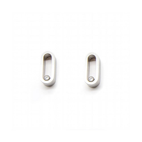 Boucles d'oreilles DETAIL - Boucles d’oreilles en acier 316L avec diamants 0,05 ct 58 Facettes UKD363874SO
