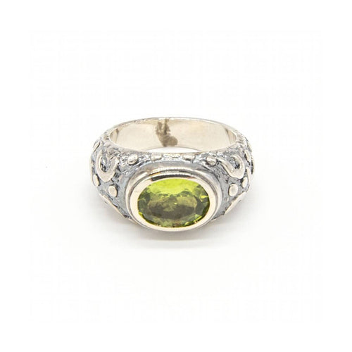 Bague Bague - Or jaune 18K et argent 925 avec péridot 58 Facettes UKD363899SO