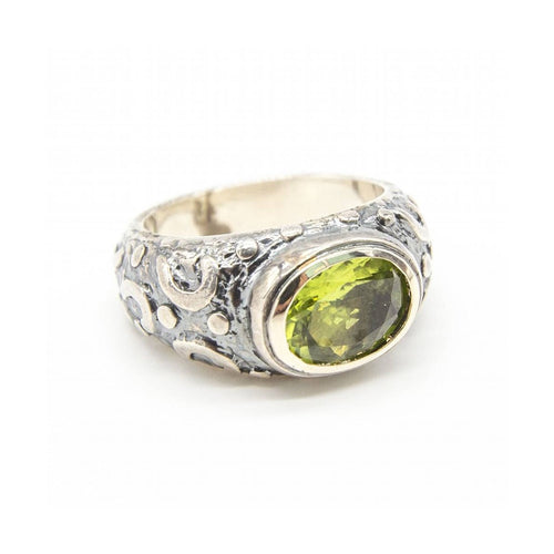 Bague Bague - Or jaune 18K et argent 925 avec péridot 58 Facettes UKD363899SO
