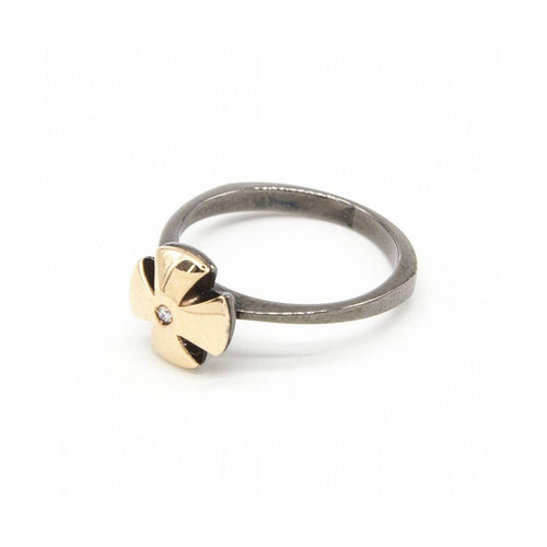 Bague Bague - Or jaune 18K, argent 925 et diamant taille brillant 58 Facettes UKD363900SO
