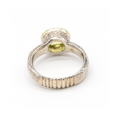 Bague Bague - Or jaune 18K et argent avec diamants et péridot 58 Facettes UKD363901SO