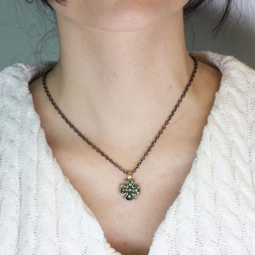 Collier Collier - Pendentif croix 16 tsavorites en or blanc 18K 58 Facettes UKD363907SO