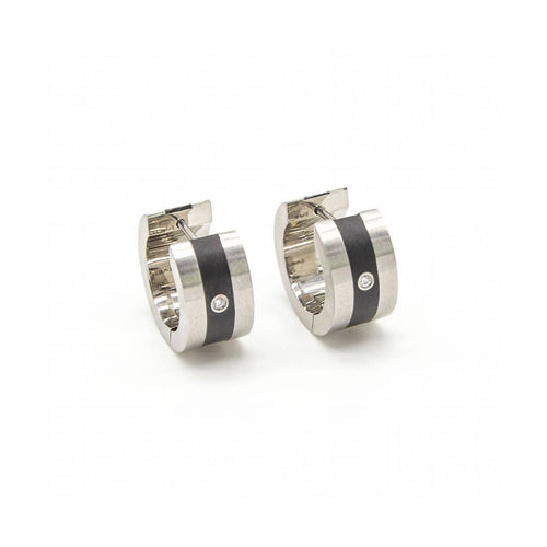 Boucles d'oreilles NOIR - Boucles d'oreilles en acier et céramique avec diamants 0,02 ct 58 Facettes UKD363920SO