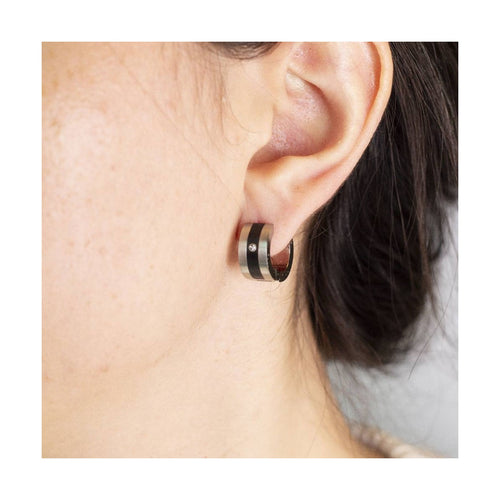Boucles d'oreilles NOIR - Boucles d'oreilles en acier et céramique avec diamants 0,02 ct 58 Facettes UKD363920SO