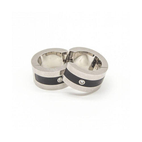 Boucles d'oreilles NOIR - Boucles d'oreilles en acier et céramique avec diamants 0,02 ct 58 Facettes UKD363920SO