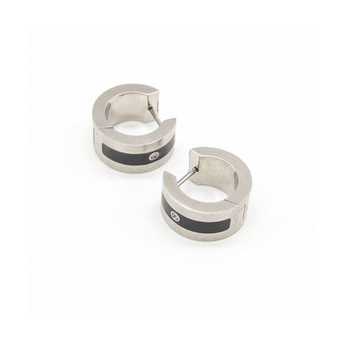 Boucles d'oreilles NOIR - Boucles d'oreilles en acier et céramique avec diamants 0,02 ct 58 Facettes UKD363920SO