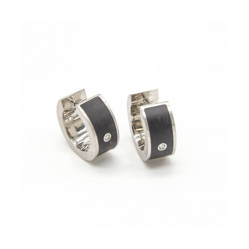 Boucles d'oreilles NOIR - Boucles d’oreilles en acier, diamants et céramique 58 Facettes UKD363921SO