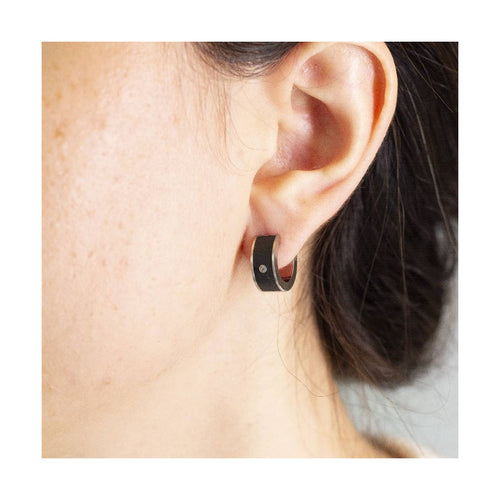 Boucles d'oreilles NOIR - Boucles d’oreilles en acier, diamants et céramique 58 Facettes UKD363921SO