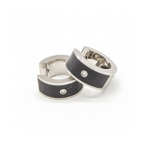 Boucles d'oreilles NOIR - Boucles d’oreilles en acier, diamants et céramique 58 Facettes UKD363921SO