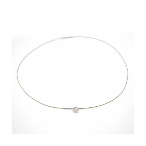 Collier Collier - Solitaire diamant 0,12 ct sur acier tressé 58 Facettes UKD363928SO