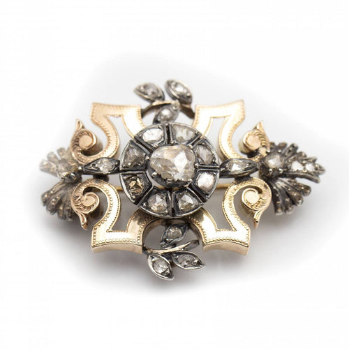 Pendentif Broche isabélin - Broche/pendentif en platine et or rose 18 ct diamants 58 Facettes UKD364086JC