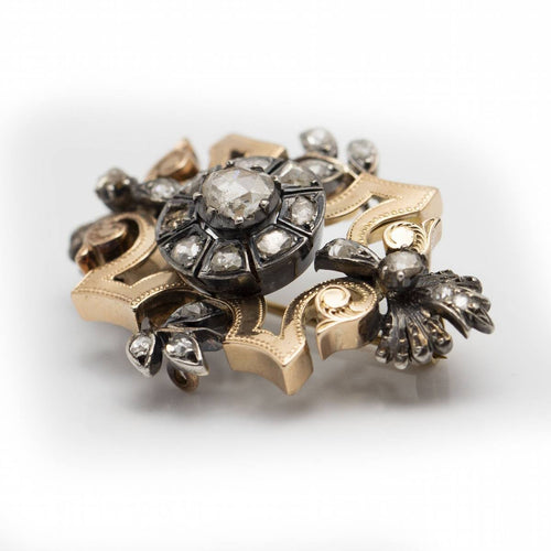 Pendentif Broche isabélin - Broche/pendentif en platine et or rose 18 ct diamants 58 Facettes UKD364086JC