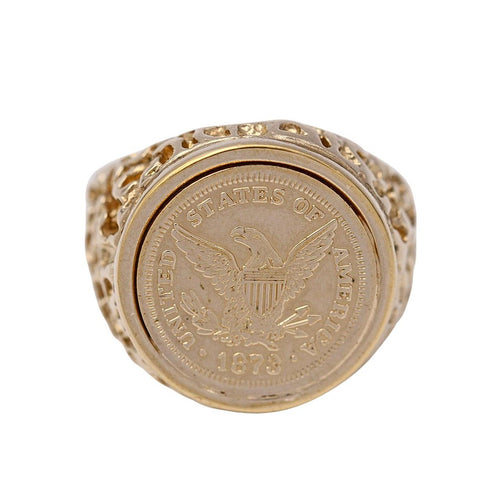 Bague Bague chevalière - Or jaune 18 ct avec pièce USA 1873 58 Facettes UKD364103JC