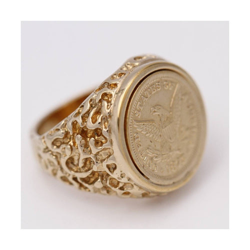 Bague Bague chevalière - Or jaune 18 ct avec pièce USA 1873 58 Facettes UKD364103JC