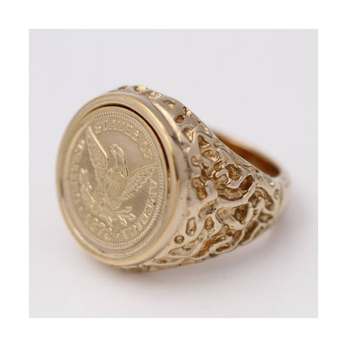 Bague Bague chevalière - Or jaune 18 ct avec pièce USA 1873 58 Facettes UKD364103JC