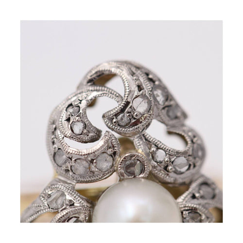 Bague Belle Époque - Bague bicolore en or jaune 18 kt et platine 950 58 Facettes UKD364104JC