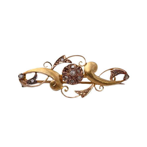 Broche Broche ancienne - Broche en or jaune et rose 18 kt et diamants 58 Facettes UKD364105JC