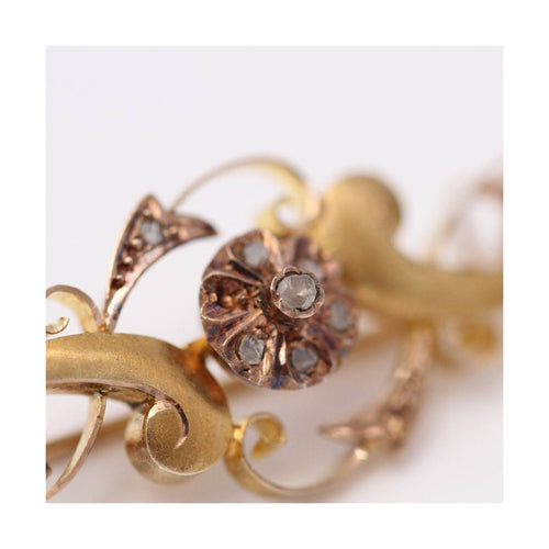Broche Broche ancienne - Broche en or jaune et rose 18 kt et diamants 58 Facettes UKD364105JC