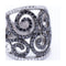 Bague Couronne - Bague en or blanc 18K avec diamants blancs et noirs 58 Facettes UKD364140LF