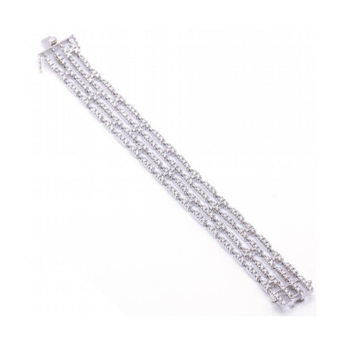 Bracelet Rivière - Bracelet 4 rangs en or blanc 18 kt et diamants 58 Facettes UKD364206LF