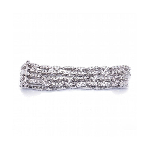 Bracelet Rivière - Bracelet 4 rangs en or blanc 18 kt et diamants 58 Facettes UKD364206LF