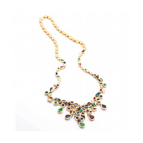 Collier CROWN - Collier en or jaune 18 kt avec diamants et pierres précieuses 58 Facettes UKD364207LF