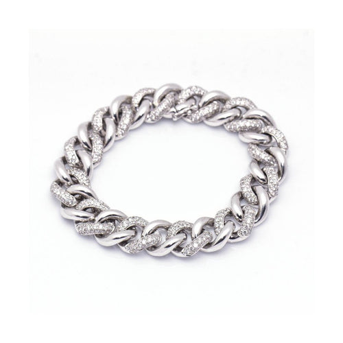 Bracelet Bracelet à maillons pavés de diamants en or blanc 18 kt 58 Facettes UKD364208LF