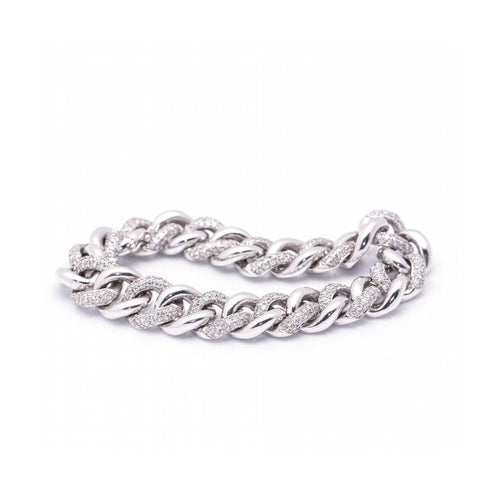 Bracelet Bracelet à maillons pavés de diamants en or blanc 18 kt 58 Facettes UKD364208LF