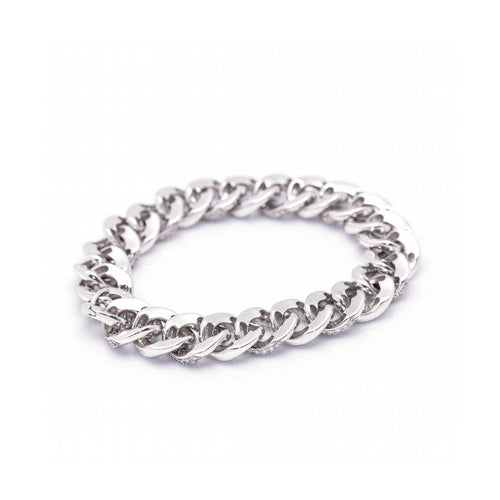 Bracelet Bracelet à maillons pavés de diamants en or blanc 18 kt 58 Facettes UKD364208LF