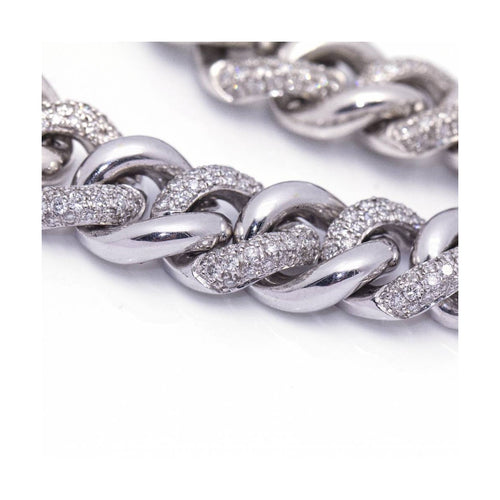Bracelet Bracelet à maillons pavés de diamants en or blanc 18 kt 58 Facettes UKD364208LF