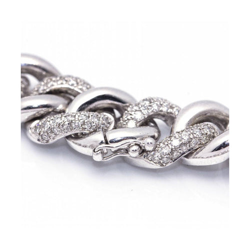 Bracelet Bracelet à maillons pavés de diamants en or blanc 18 kt 58 Facettes UKD364208LF
