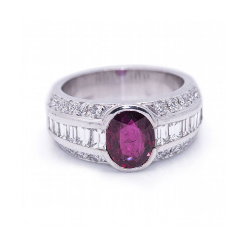 Bague BIRMANIA - Bague en or blanc 18 kt avec rubis et diamants 58 Facettes UKD364213LF