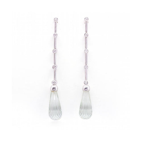 Boucles d'oreilles Pendientes Prasiolite - Boucles d’oreilles en or blanc 18 ct, diamants 58 Facettes UKD364830FV
