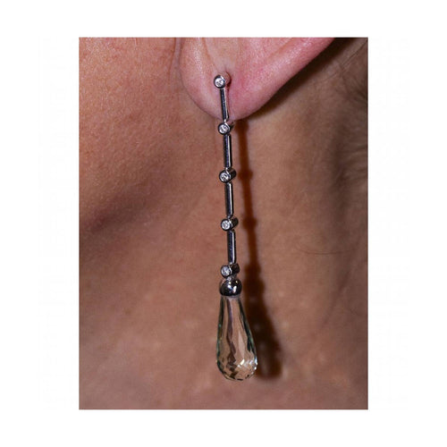 Boucles d'oreilles Pendientes Prasiolite - Boucles d’oreilles en or blanc 18 ct, diamants 58 Facettes UKD364830FV