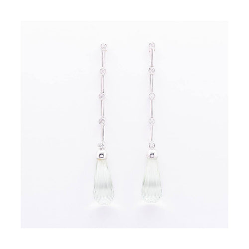 Boucles d'oreilles Pendientes Prasiolite - Boucles d’oreilles en or blanc 18 ct, diamants 58 Facettes UKD364830FV