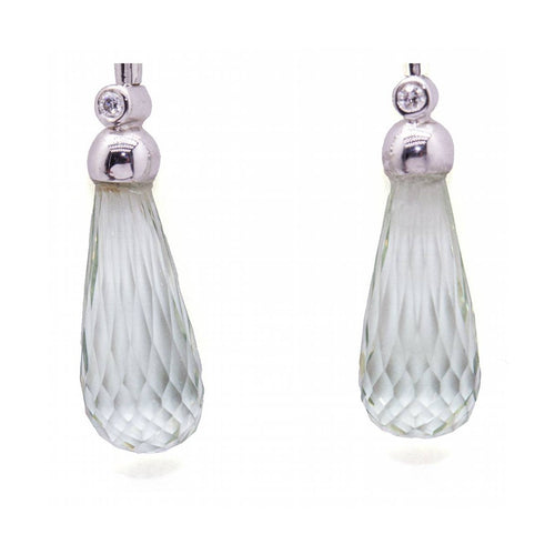 Boucles d'oreilles Pendientes Prasiolite - Boucles d’oreilles en or blanc 18 ct, diamants 58 Facettes UKD364830FV