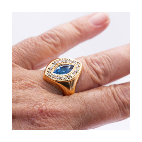 Bague Bague navette - Topaze et diamants en or rose 18 ct 58 Facettes UKD364833FV