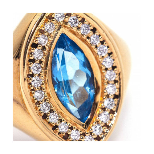Bague Bague navette - Topaze et diamants en or rose 18 ct 58 Facettes UKD364833FV