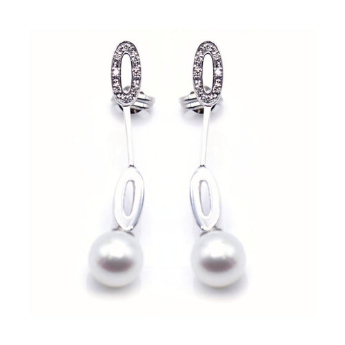 Boucles d'oreilles Boucles d’oreilles - Pendants en or blanc, perles et diamants 58 Facettes UKN102863LF
