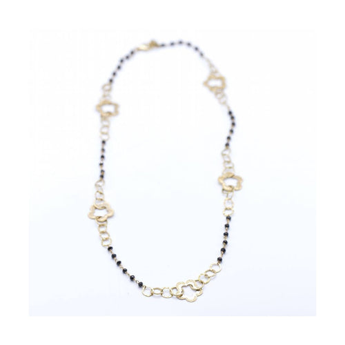 Collier Collier - Motif floral en or jaune 18K et spinelles noires 58 Facettes UKN102870LF