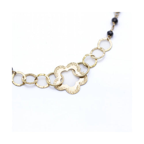 Collier Collier - Motif floral en or jaune 18K et spinelles noires 58 Facettes UKN102870LF