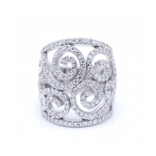 Bague Bague Couronne - Or blanc 18 ct et diamants 58 Facettes UKN102879LF