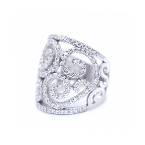 Bague Bague Couronne - Or blanc 18 ct et diamants 58 Facettes UKN102879LF