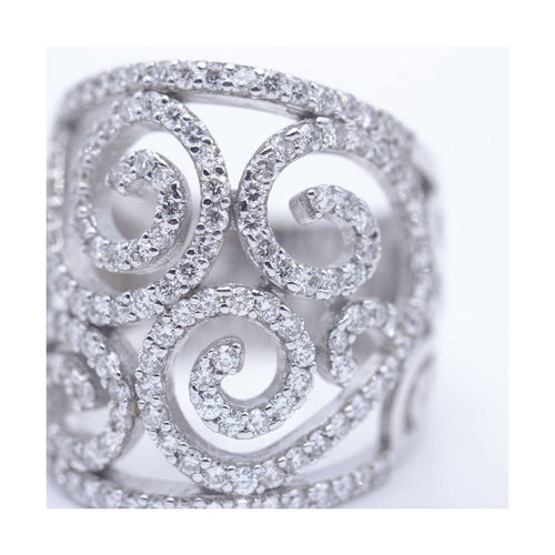 Bague Bague Couronne - Or blanc 18 ct et diamants 58 Facettes UKN102879LF