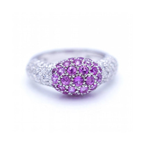 Bague Bague en or blanc 18K - Diamants et saphirs roses 58 Facettes UKN102881LF