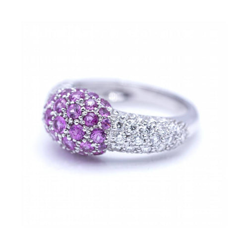 Bague Bague en or blanc 18K - Diamants et saphirs roses 58 Facettes UKN102881LF